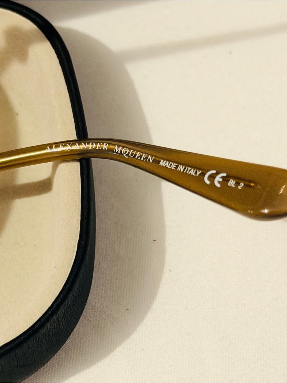 Alexander McQueen Gold Frame Sunglasses with Brown Gradient Lenses